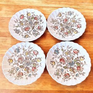 4 Johnson Brothers Staffordshire Bouquet Brown Floral 5.5" Saucer Plates China
